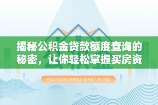 那曲揭秘公积金贷款额度查询的秘密，让你轻松掌握买房资金规划