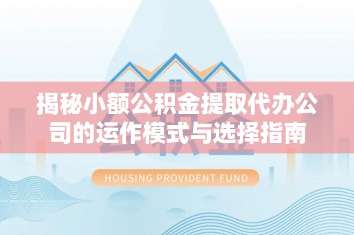 那曲揭秘小额公积金提取代办公司的运作模式与选择指南